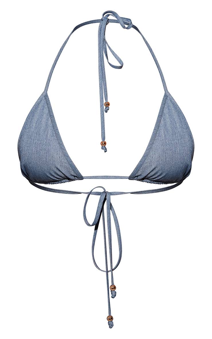 Bleu Haut De Bikini Triangle Effet Denim