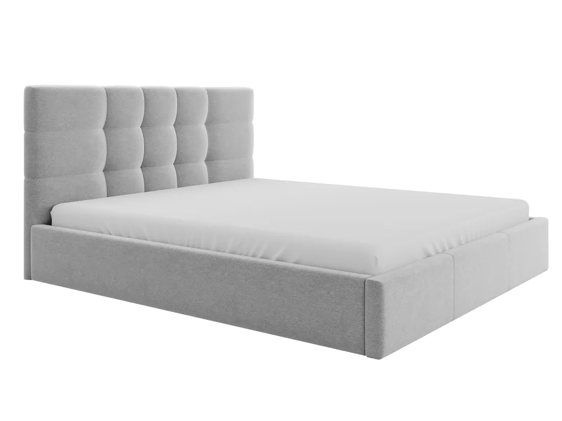 Lit coffre 140 x 190 cm - Tissu - Gris + Matelas - ELIAVA de Pascal Morabito