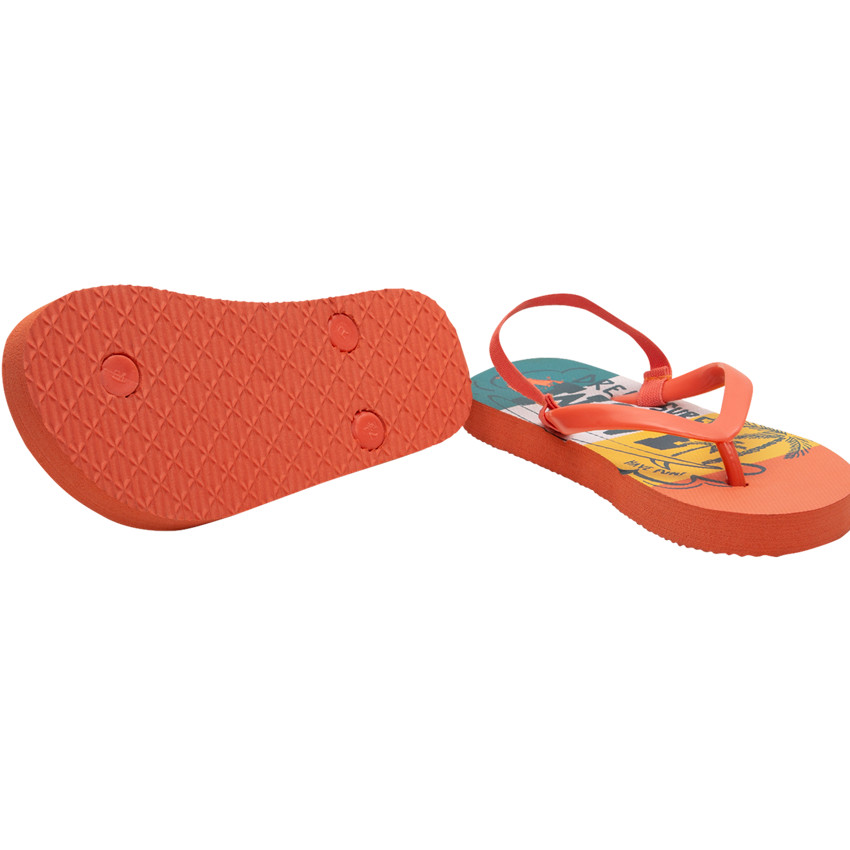Tongs oranges fluo print message wave pour garçon