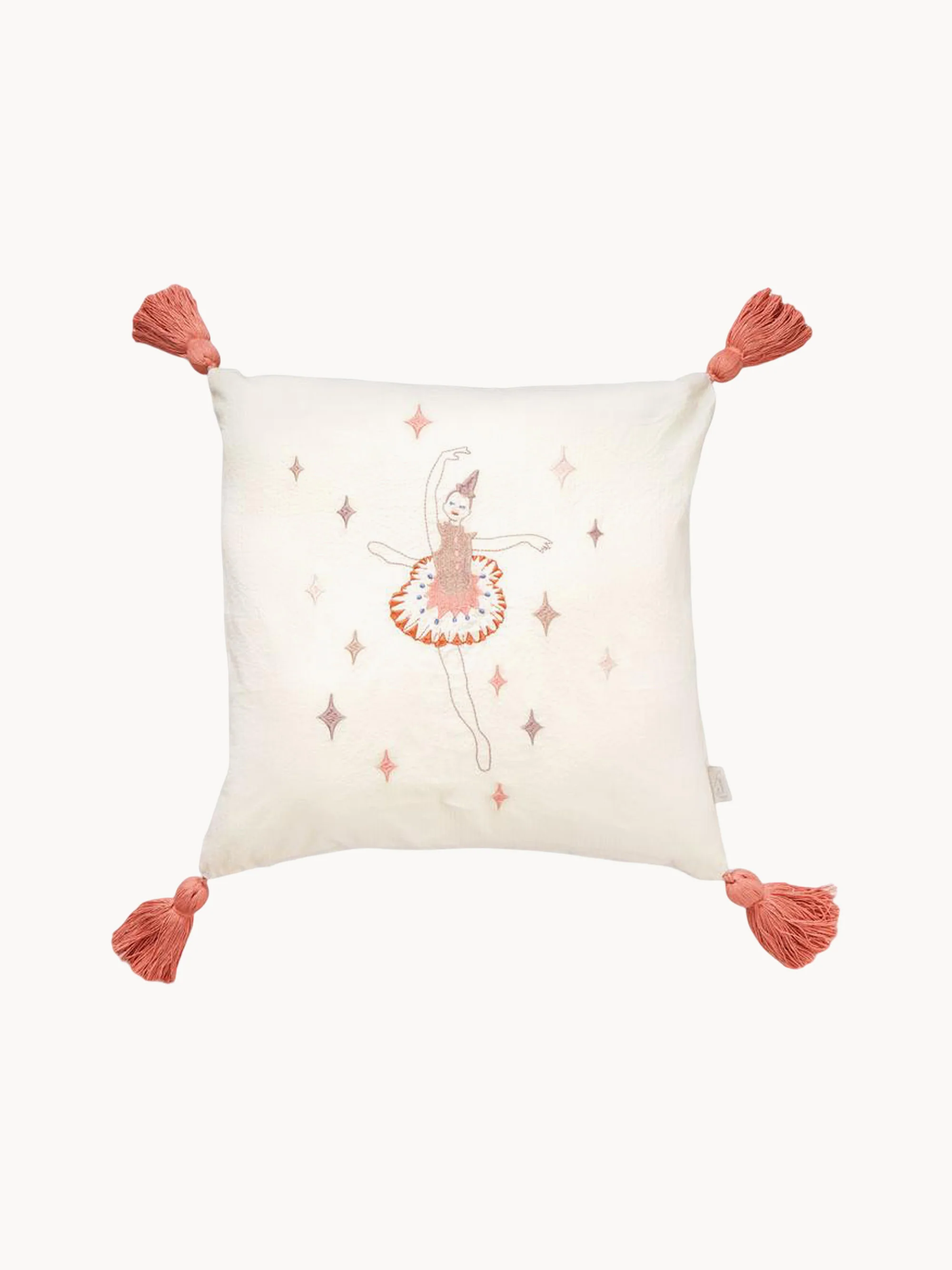 Kussen Ballerina met kwastjes van biokatoen
