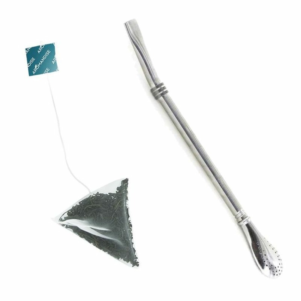 Thé vert glacé à la menthe bio + paille inox avec filtre