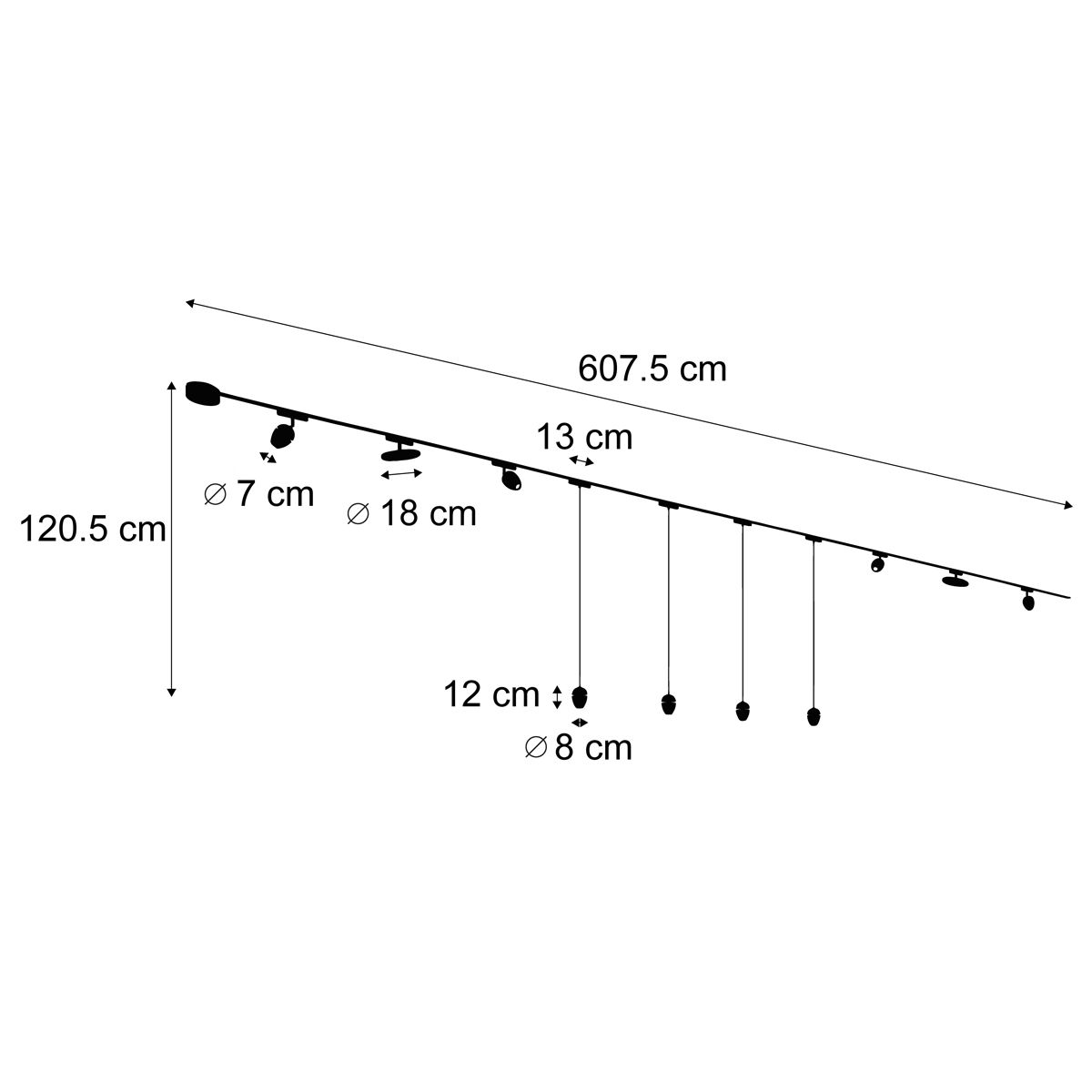 Railsysteem met 10 lampen zwart 1-fase - Magnetic Eggy Puk
