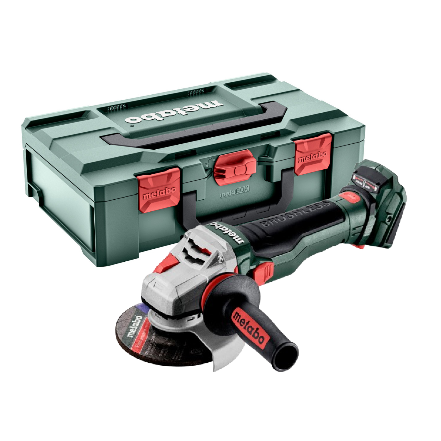 Metabo WB 18 LTX BL 15-125 18V Quick Li-Ion accu haakse slijper body in Metabox - 125mm