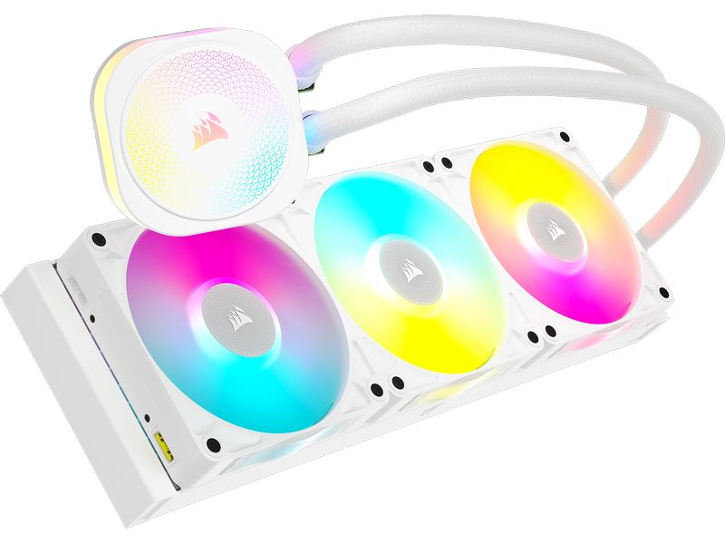 Corsair Wasserkühlung ICUE Link Titan 360 RX RGB Weiss CPU-Flüssigkeitskühler mit RX120 RGB-Lüftern
