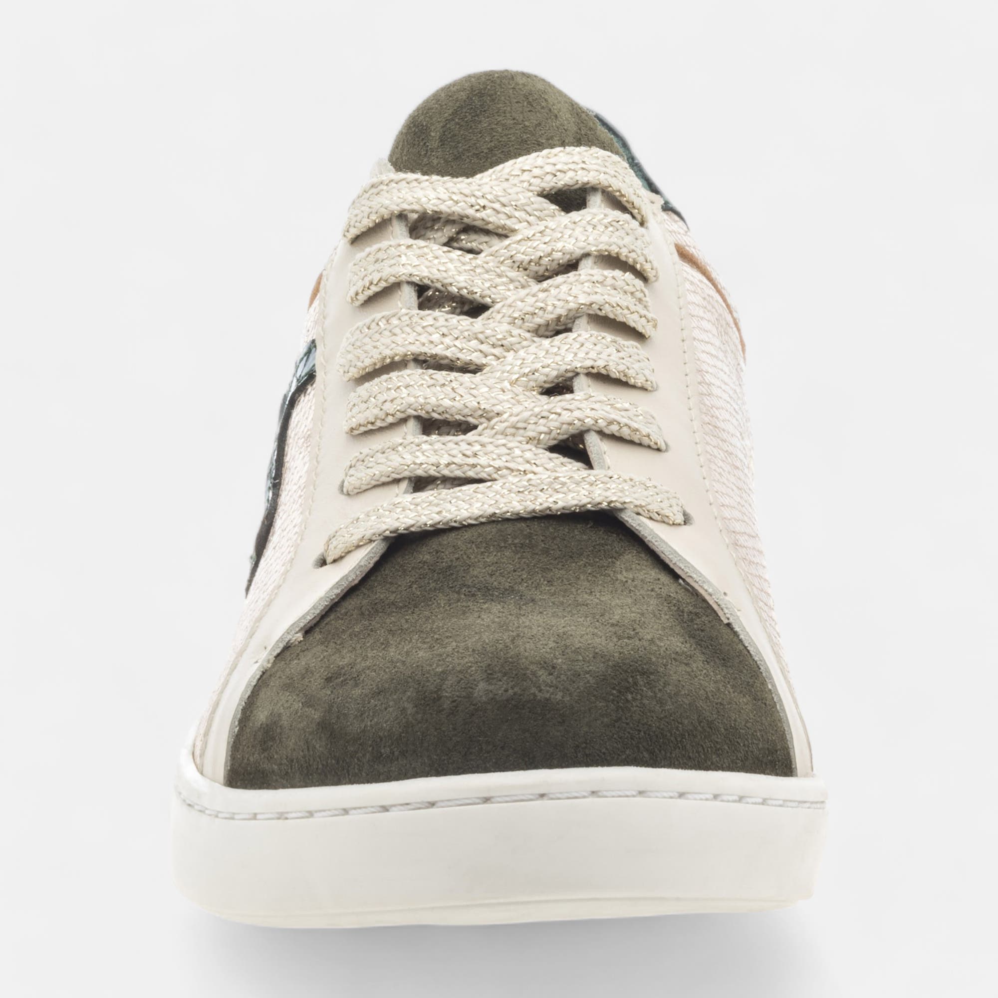 Baskets basses Femme en cuir kaki