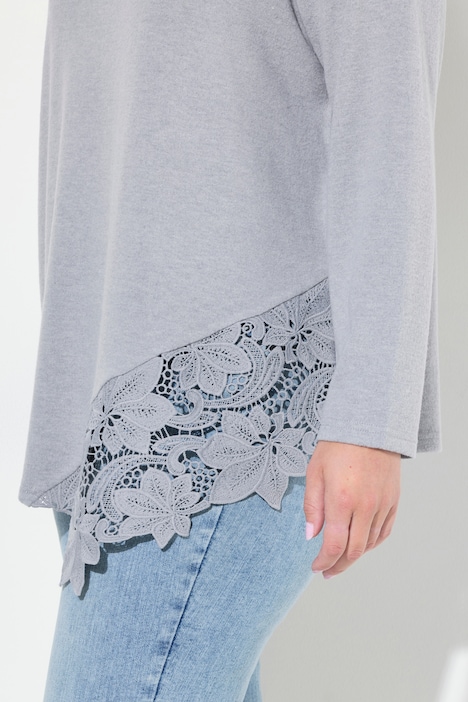 Pullover, A-Linie, Spitzeneinsatz, Langarm