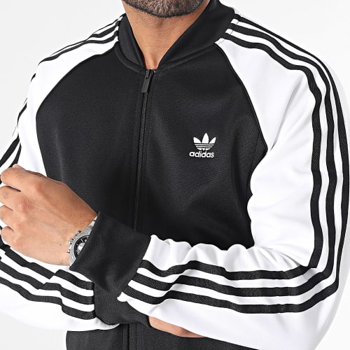 Veste Zippée A Bandes SST IK7025 Noir Blanc