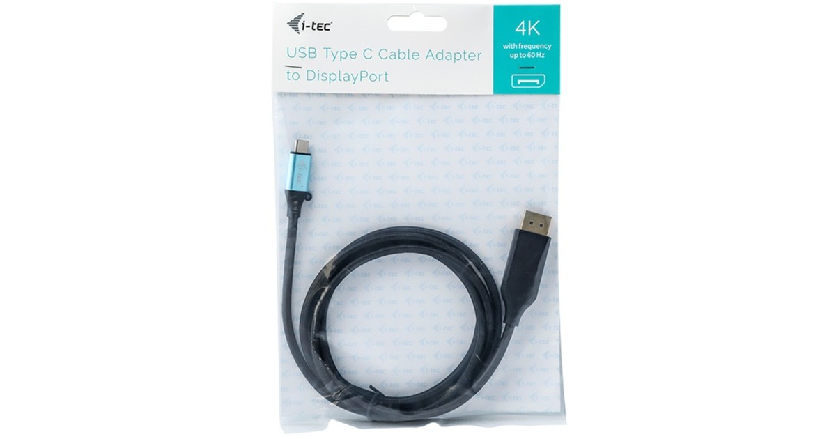 i-tecUSB-C > DisplayPort C adapter  (Zwart, 2 meter, 4K 60 Hz)