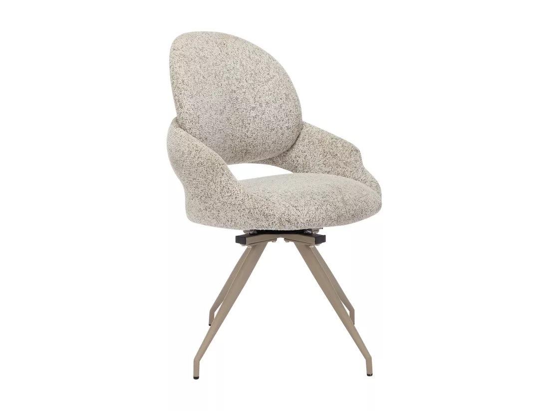 Lot de 2 chaises pivotantes en tissu tweed et métal taupe - Crème - VALIANA
