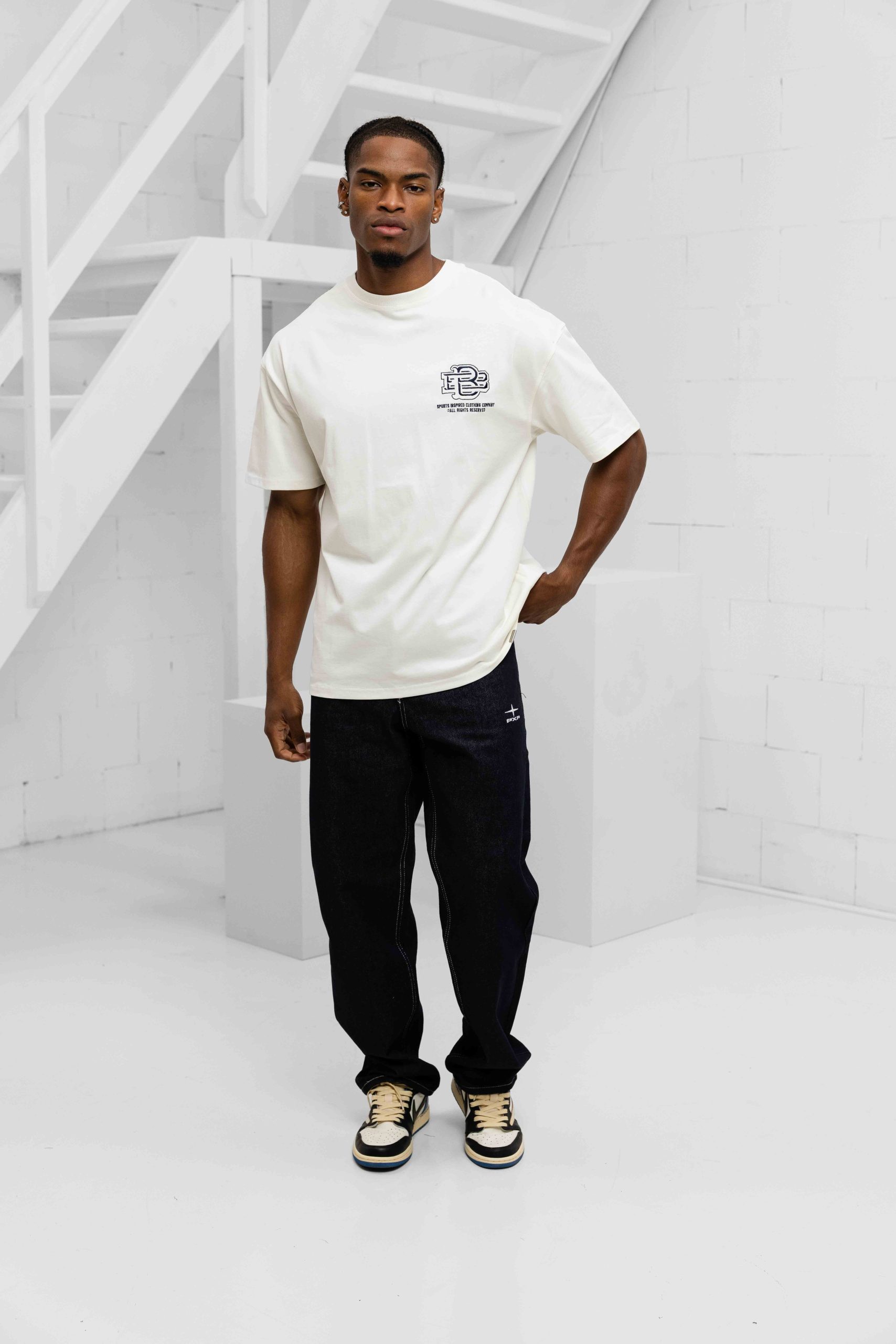 Black Bananas Monogram T-Shirt Heren Wit