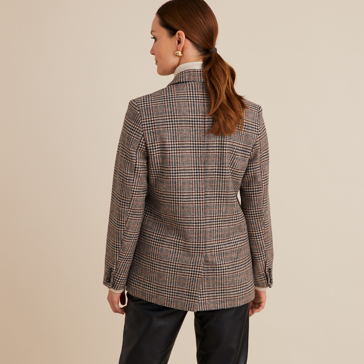 ANNE WEYBURN<br>Jaqueta de corte reto com estampa xadrez