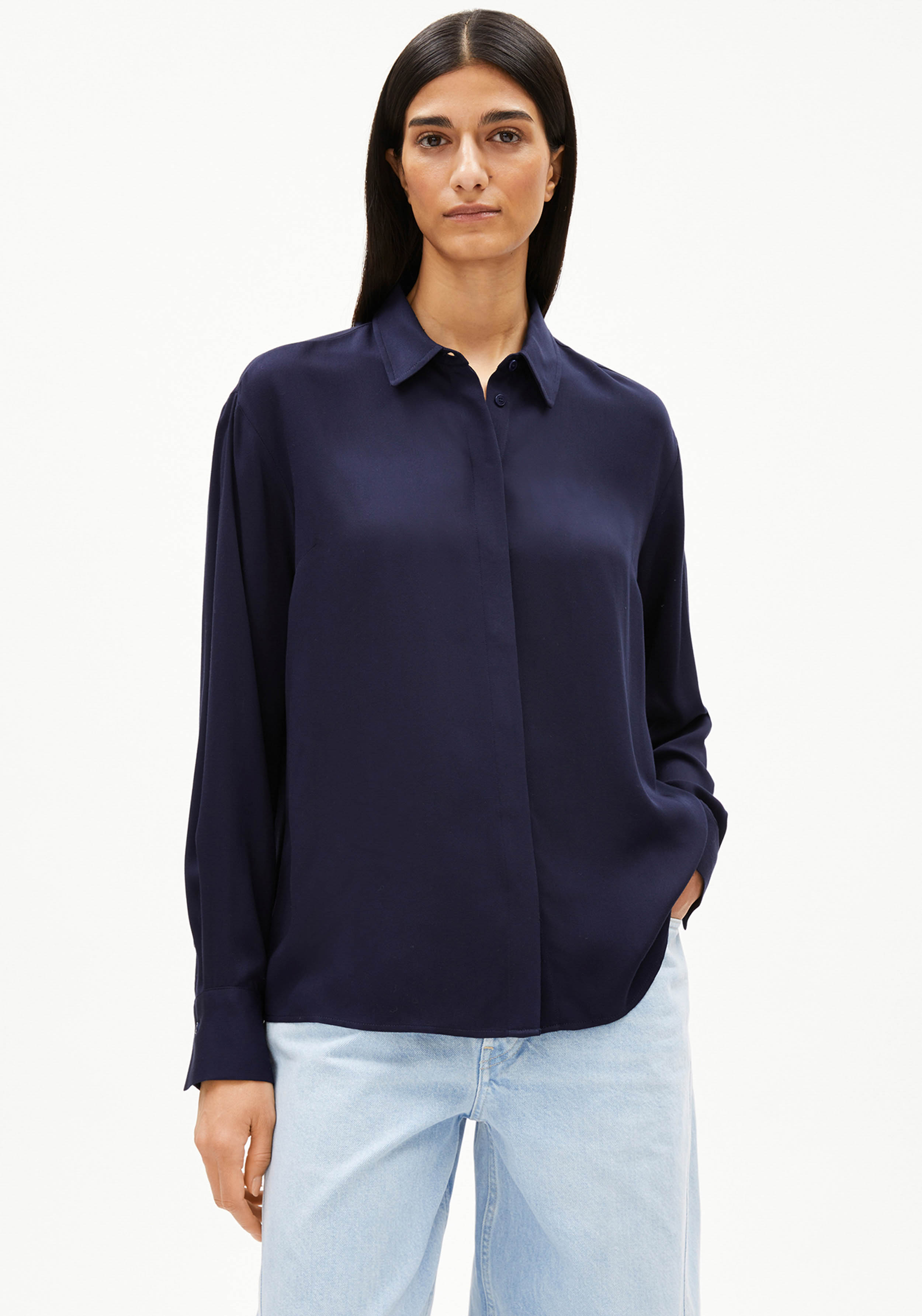 Armedangels Bluse Larisaana Longsleeve Tinted Navy