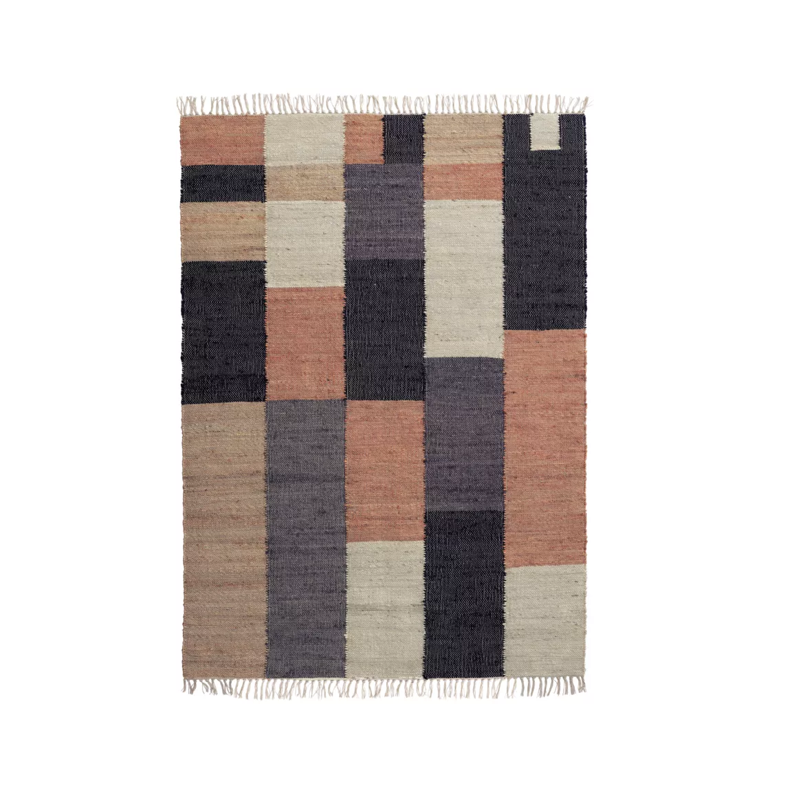 Tapis de salon rectangulaire jute et coton (140 x 200 cm) Freya Multicolore