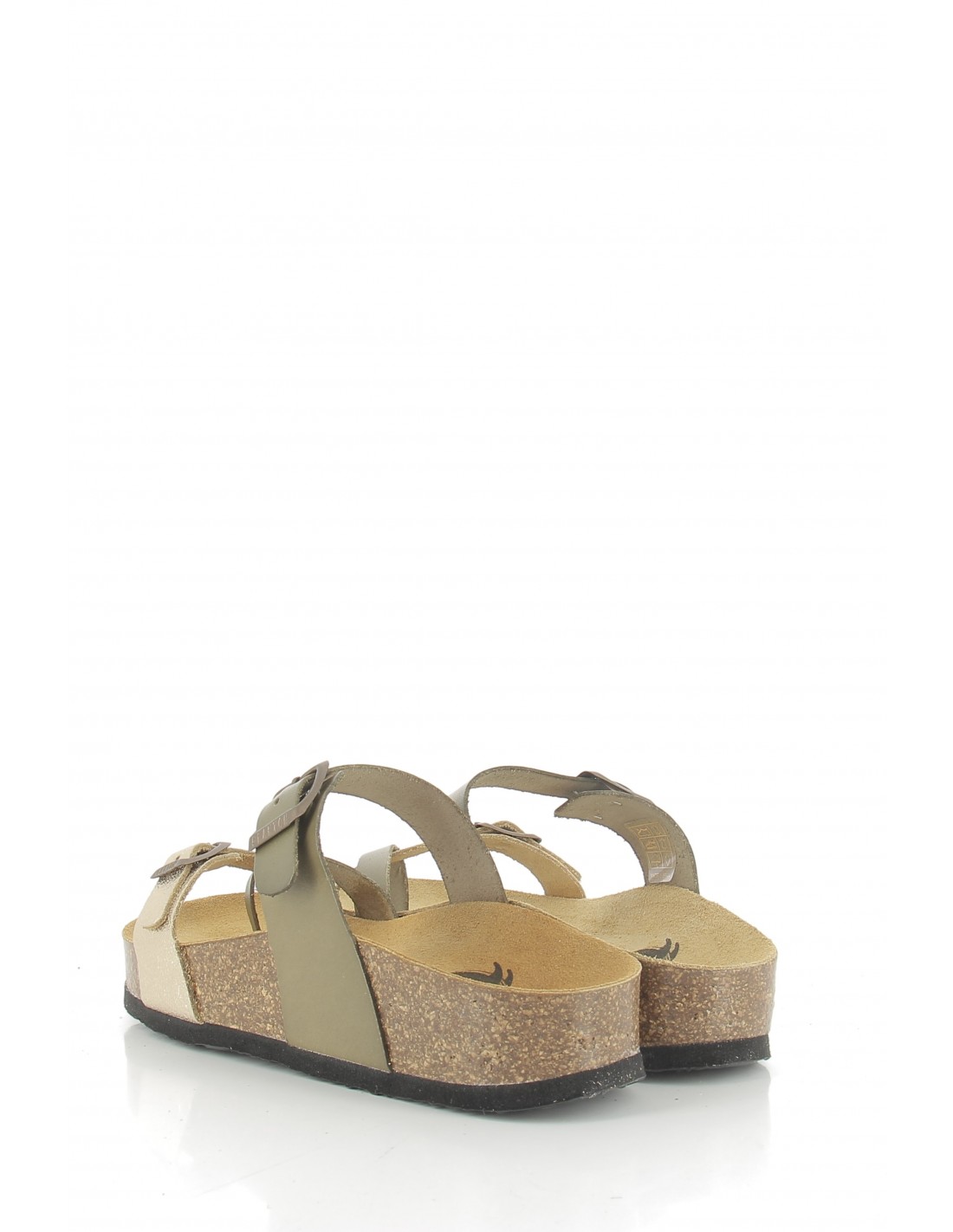 plakton Mules femme cp bombay cuir kaki/doré