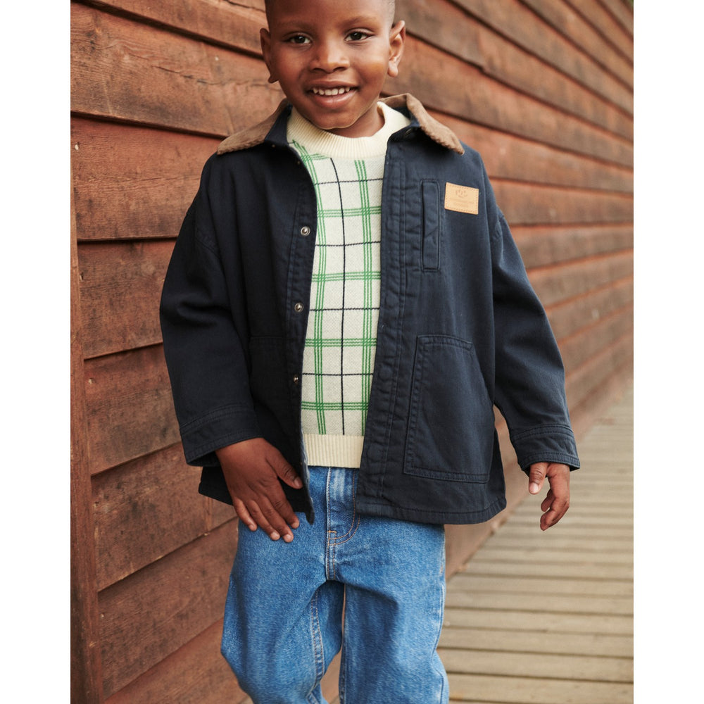 Køb COPENHAGEN COLORS Navy Comb Twill Jakke W. Corduroy Krave