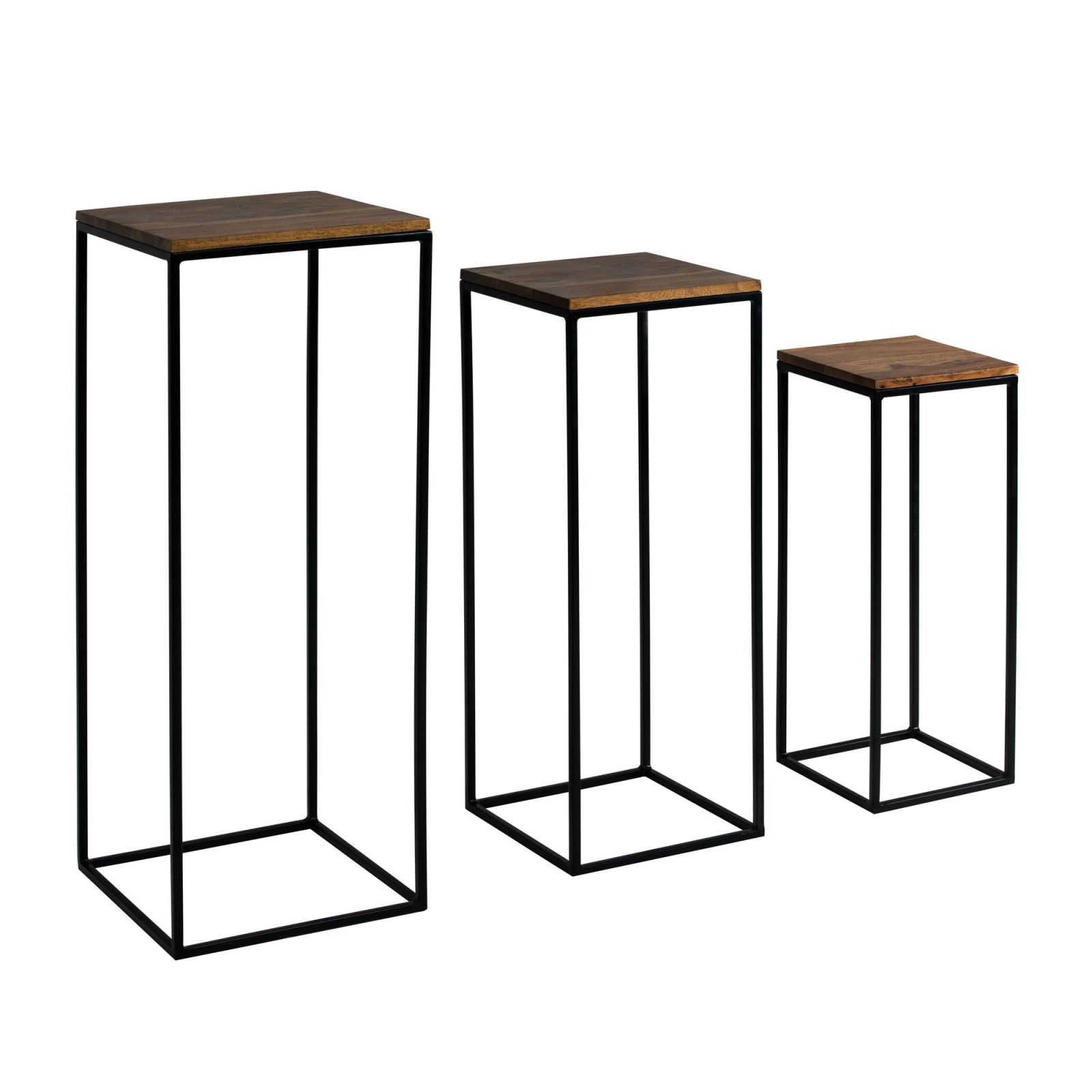 3er-Set Beistelltisch - Sheesham - Massivholz - quadratisch