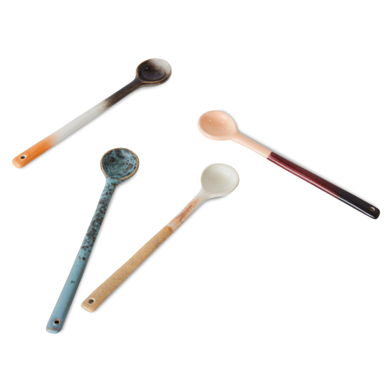 HKliving 70's Ceramic lepels L set van 4 breeze