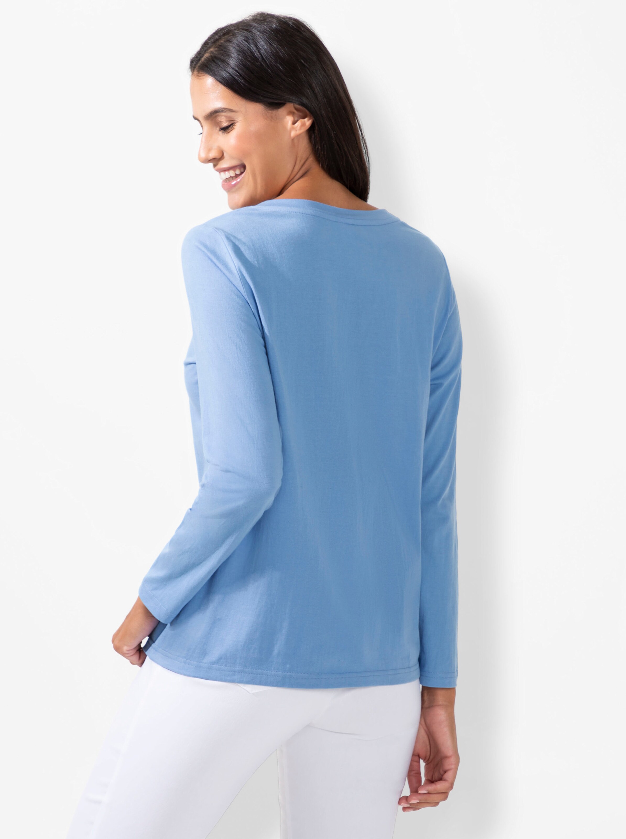 Rundhalsshirt in himmelblau