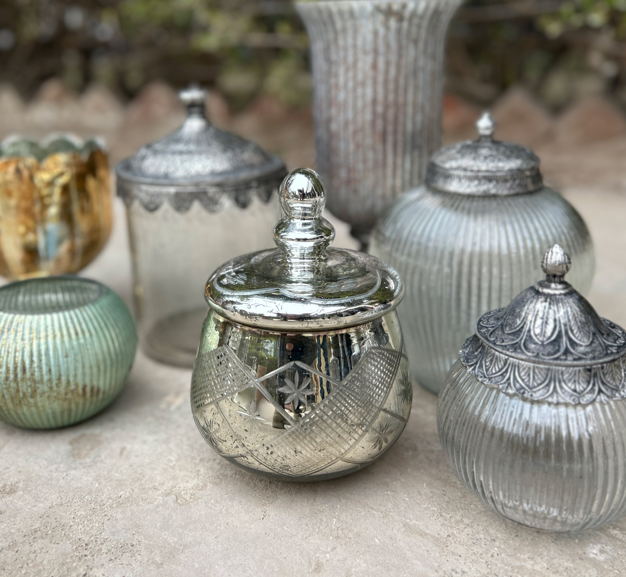 Glasgefäß mit Deckel S, silber, Ø 15,5 cm, H 21 cm von fischer's lagerhaus