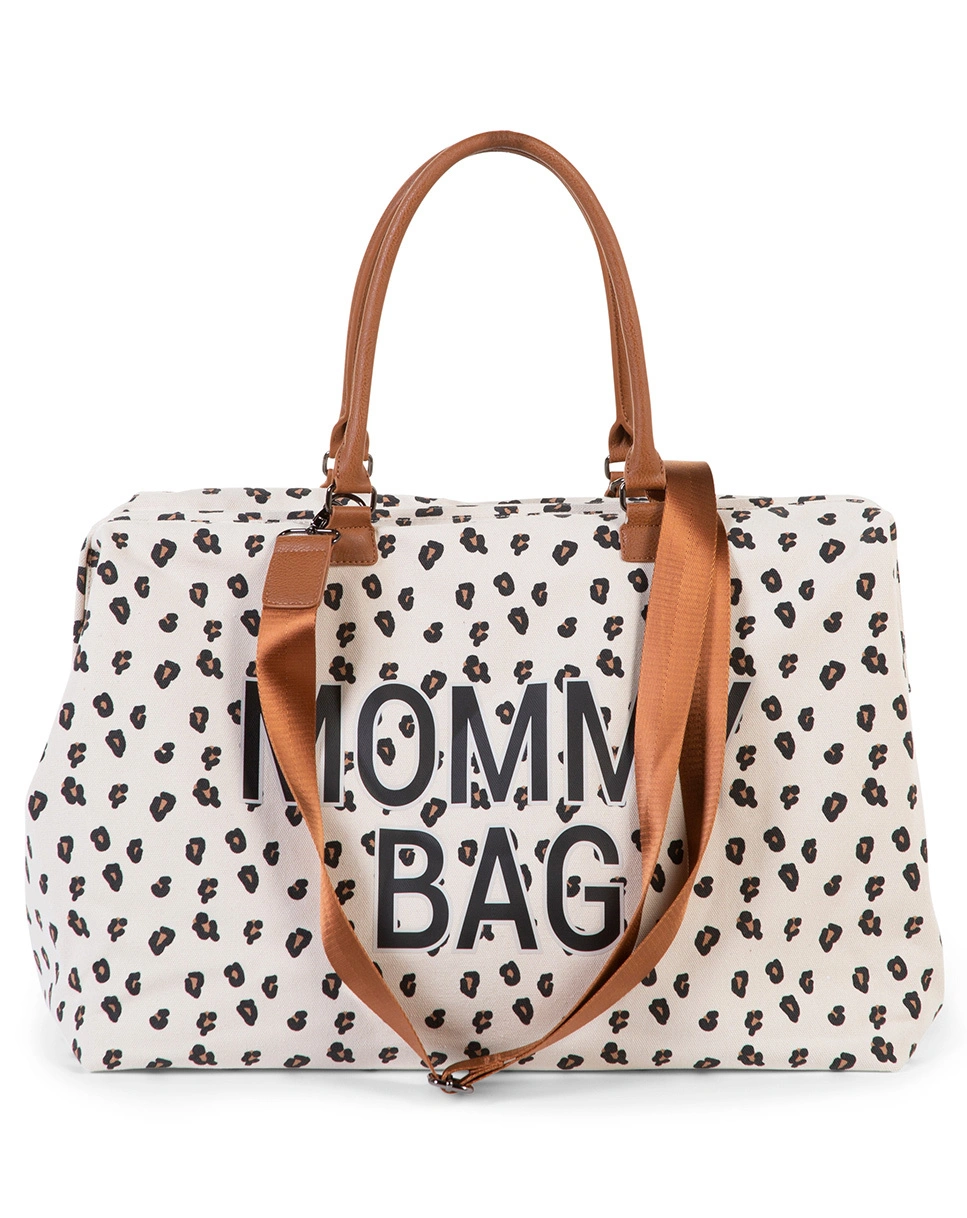 Wickeltasche MOMMY BAG LEO (55x30x40) in beige/schwarz