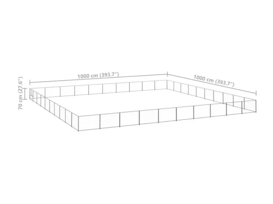 Chenil extérieur cage enclos argenté 1000 x 1000 x 70 cm 02_0000232