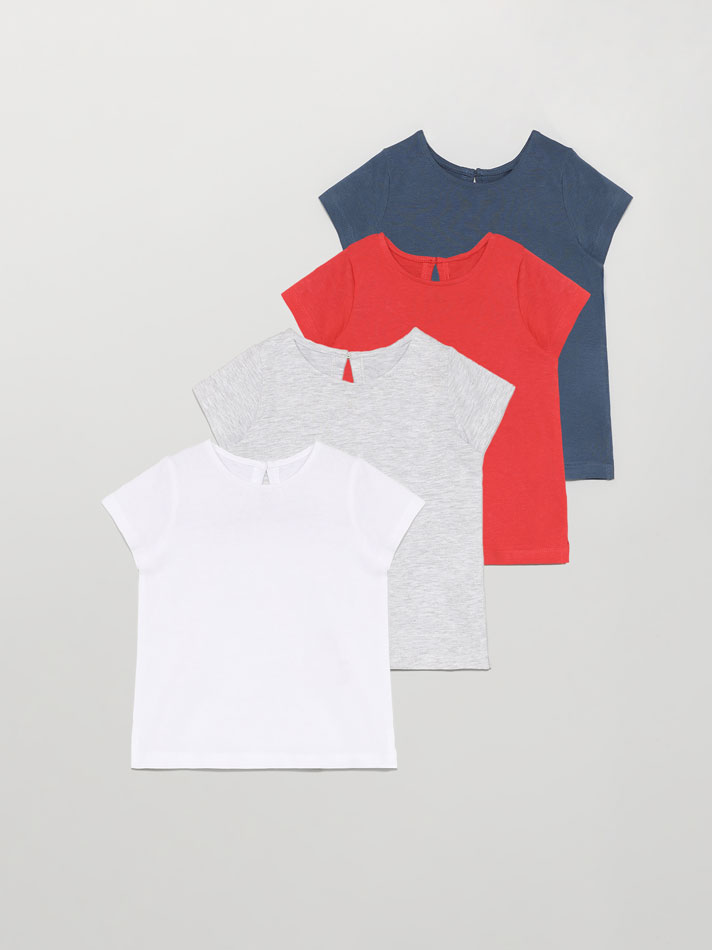 Pacote com 4 camisetas lisas de manga curta - Vermelho Vigoré