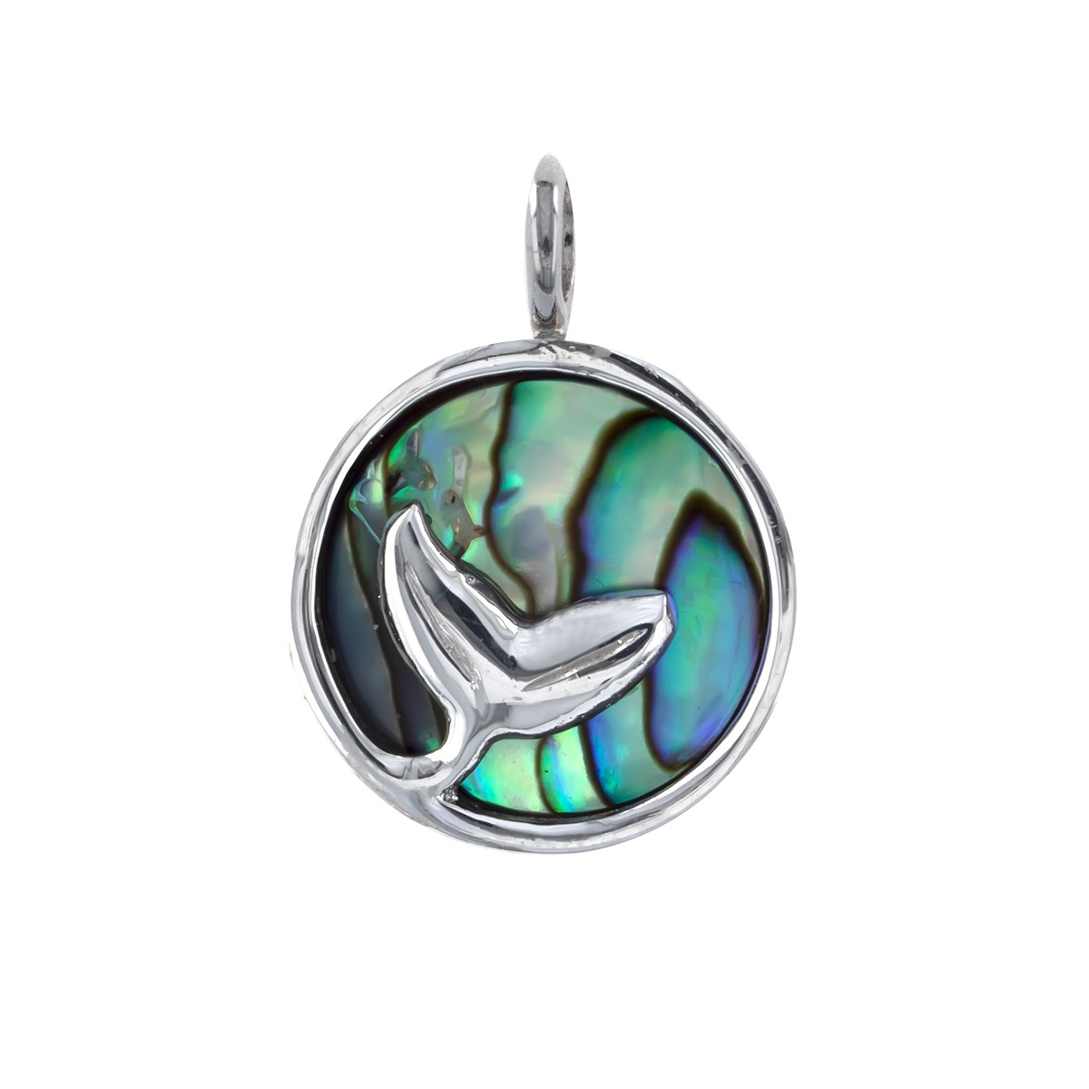 Pendentif argent rhodié nacre abalone forme ronde