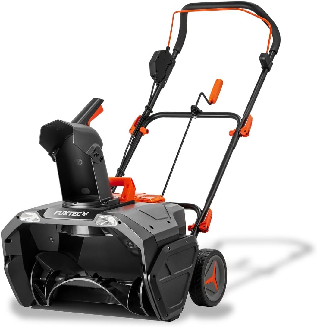 FUXTEC 40V Akku Schneefräse FX-E2SFSET, kabelloser Schneeräumer inkl. Akku + Ladegerät, 51 cm Arbeitsbreite, 6 m Wurfweite, Li-Ion Akku, LED-Frontlichter, leicht und wendig