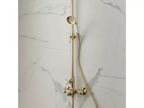 Pommeau de douche JACOB DELAFON Cléo 1889 or + flexible