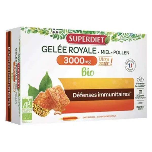 SuperDiet Geleia Real Orgânica 3000mg 20 ampolas