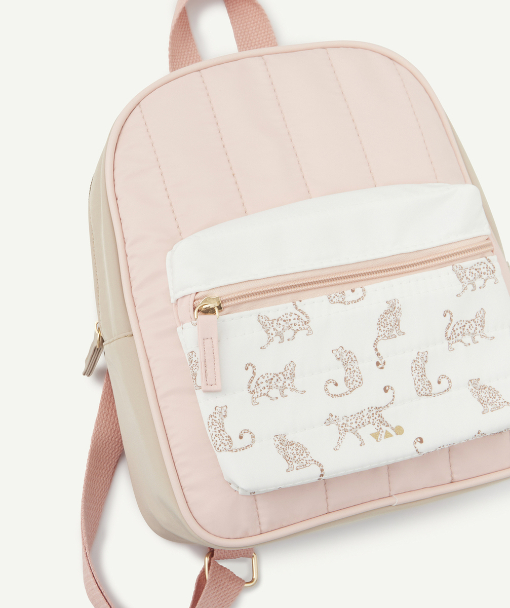 SAC À DOS MATELASSÉ BÉBÉ FILLE ROSE AVEC IMPRIMÉ LÉOPARDS