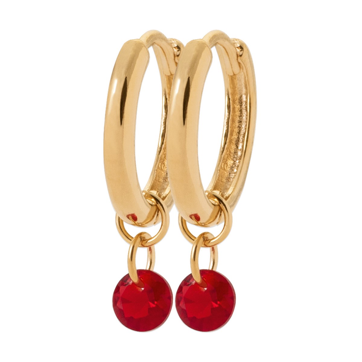 Boucles d'oreilles créoles Brillaxis pampille rouge