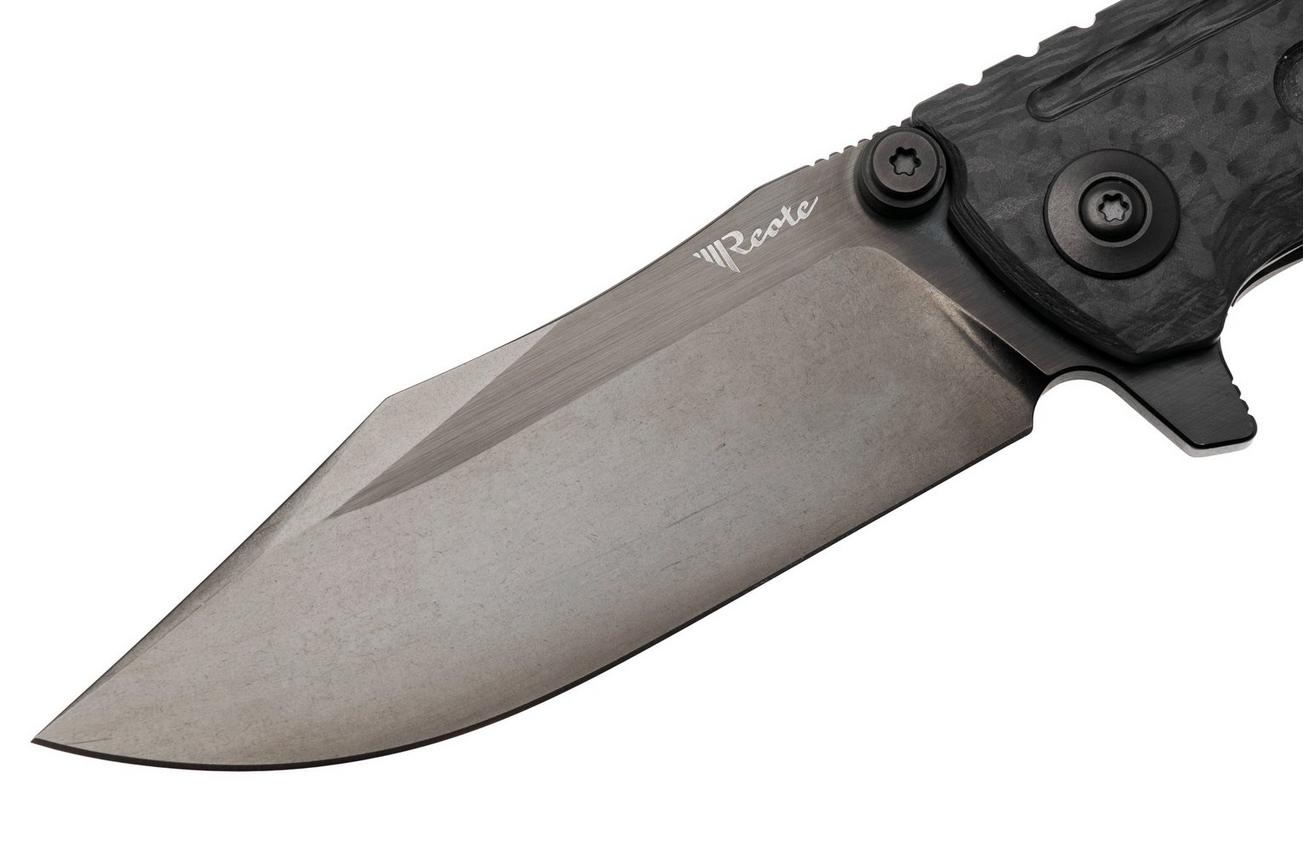 Reate District 9 V2, 9DV2-BE-SAT-TI-BL, Black DLC 154CM, Dark Bead Blasted Titanium/Carbon Fiber zakmes
