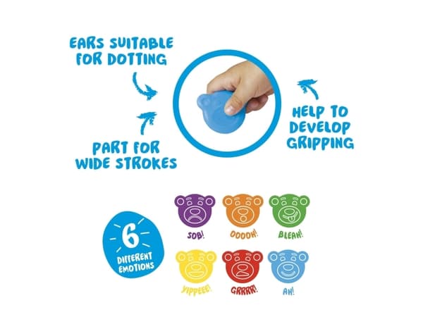 Carioca Teddy BABY, 6 stykker, Blå, Grønn, Oransje, Rød, Fiolett, Gult, 1 år, Gutt/Jente, Hengende boks, Motor skills training