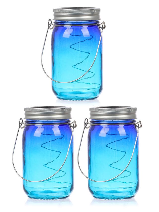 Ab ins Grüne kleines Maritimes Solar-Glas blau, 3er Set