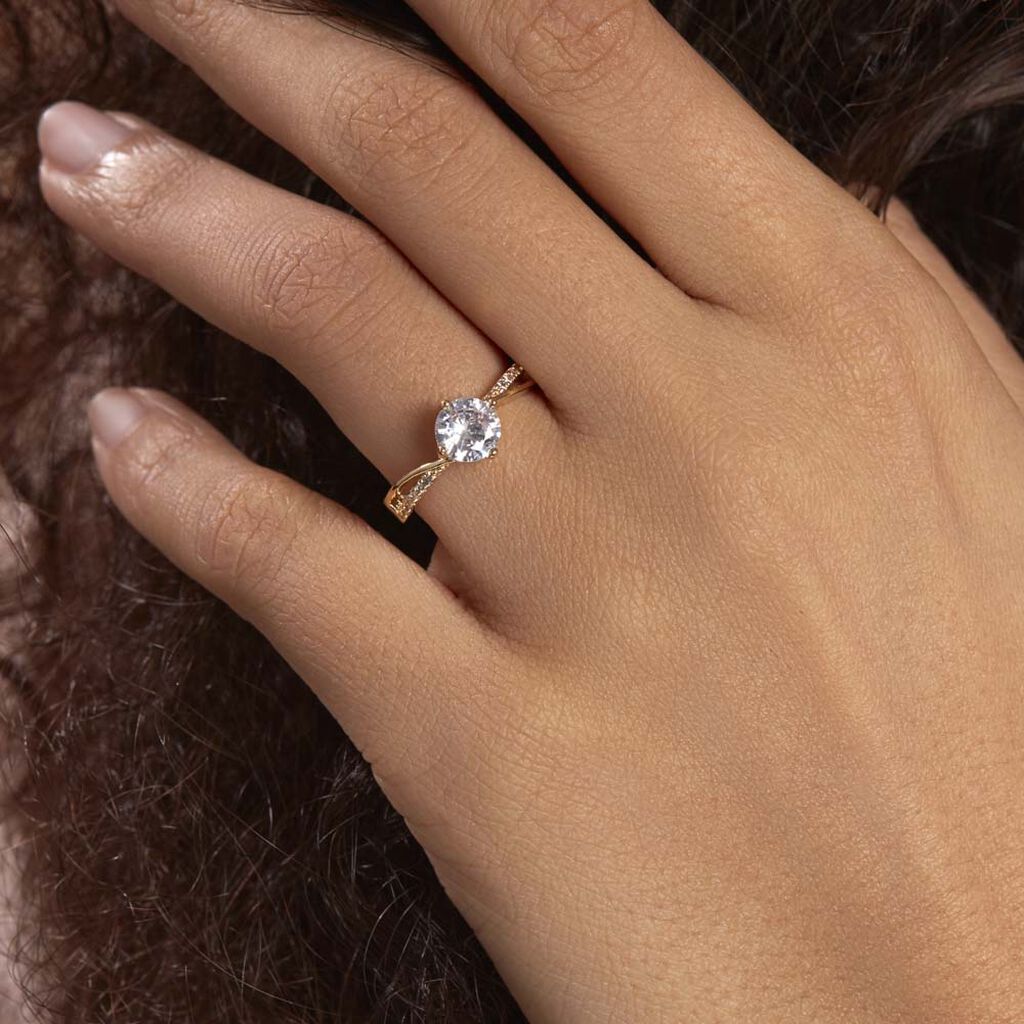 Bague Solitaire Sarah-lee Plaqué Or Jaune Oxyde De Zirconium