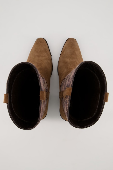 Leder-Western-Stiefeletten, Veloursleder, Weite H