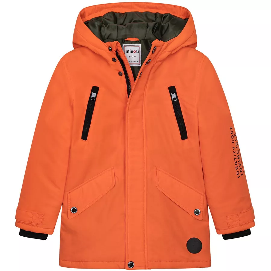 MINOTI Winterjacke mit Windschutz OrangeKhakigrün