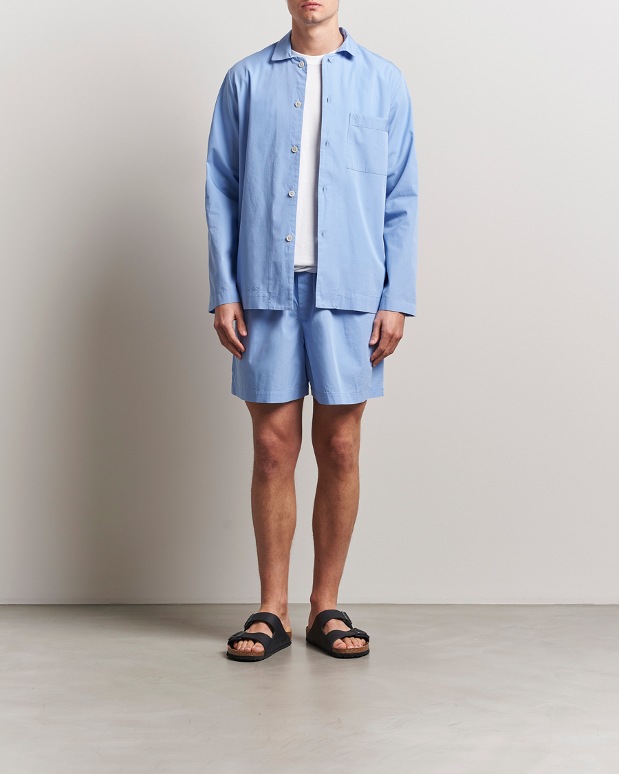 Tekla Poplin Pyjama Shorts Cornflower Blue
