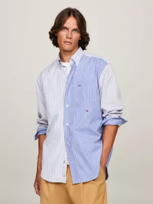 Camisa clássica de corte regular com listras em blocos de cores