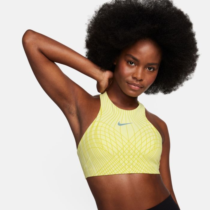 Nike Dame BH Dri Fit Swoosh Medium Support Bra Gul