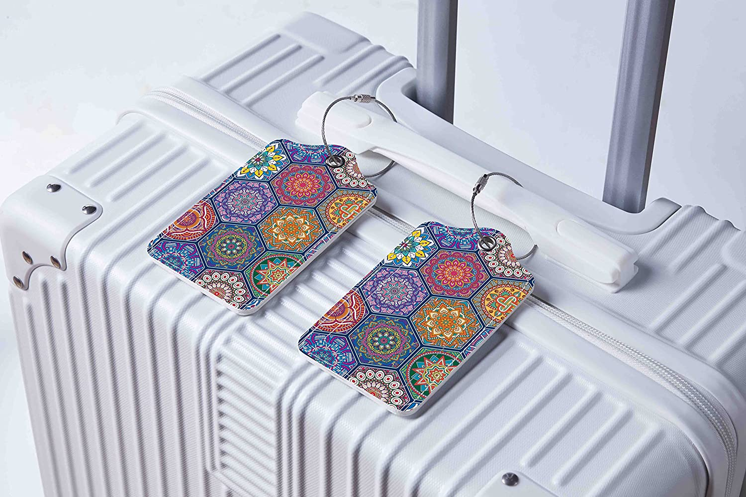 (2er Set) Kofferanhänger Gepäck Etiketten Luggage Tag mit Adressschild - Blumen