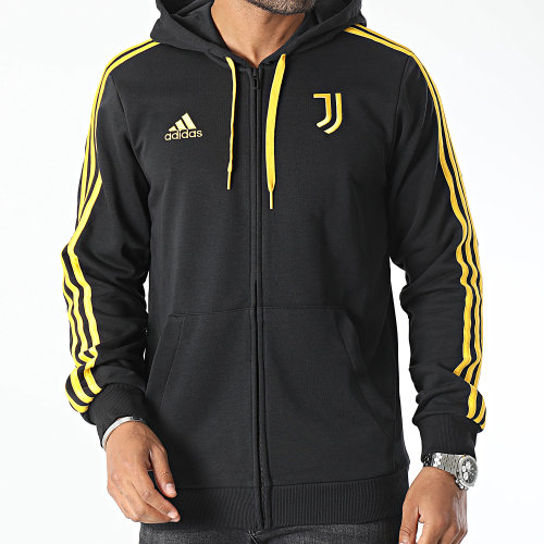 Sweat Zippé Capuche A Bandes Juventus HZ4966 Noir