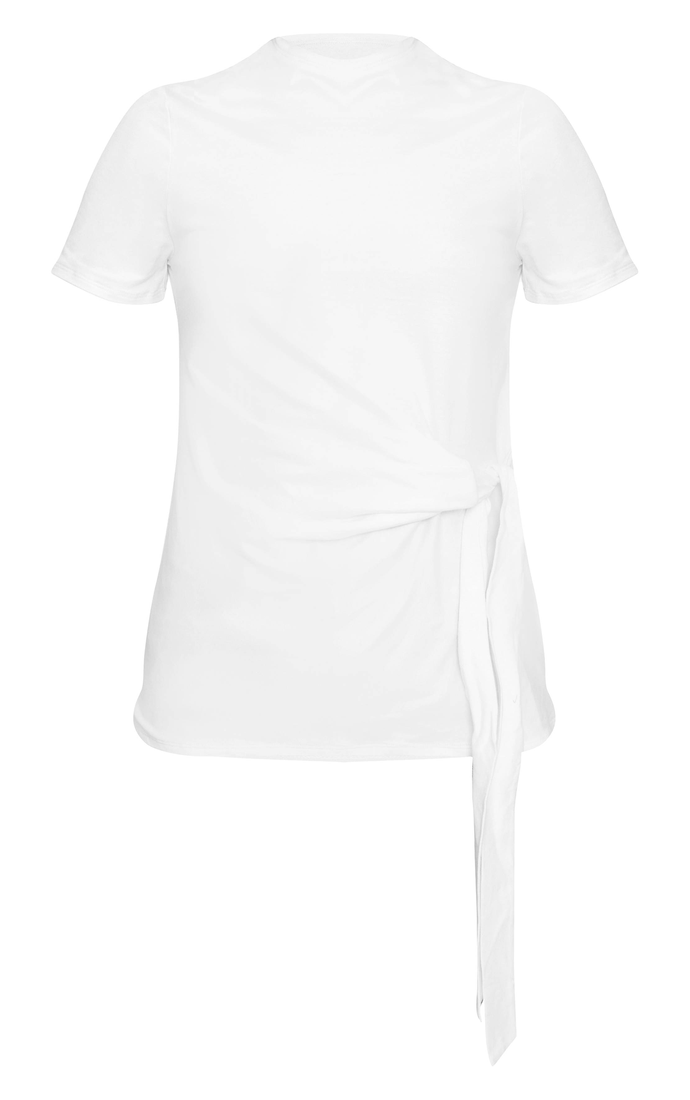 Blanc T-shirt Oversize Grande Taille En Coton Avec Détail Noué