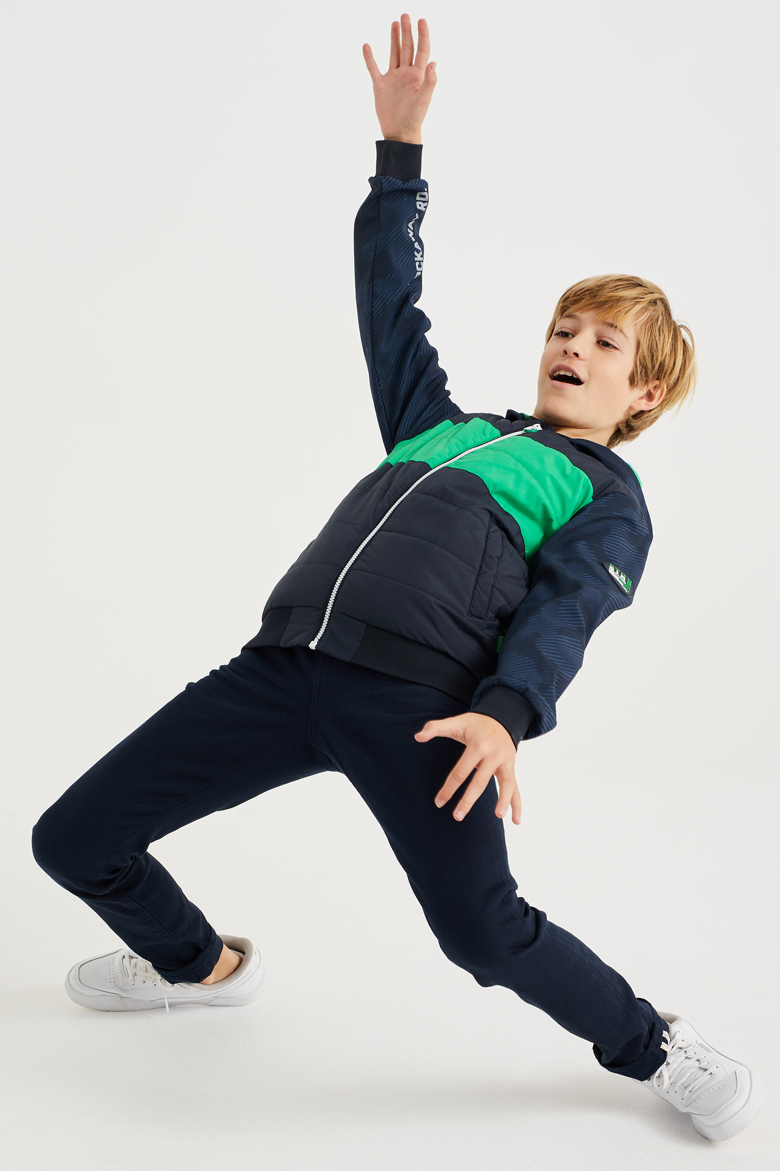 Jongens softshell jack met dessin WE Fashion Donkerblauw