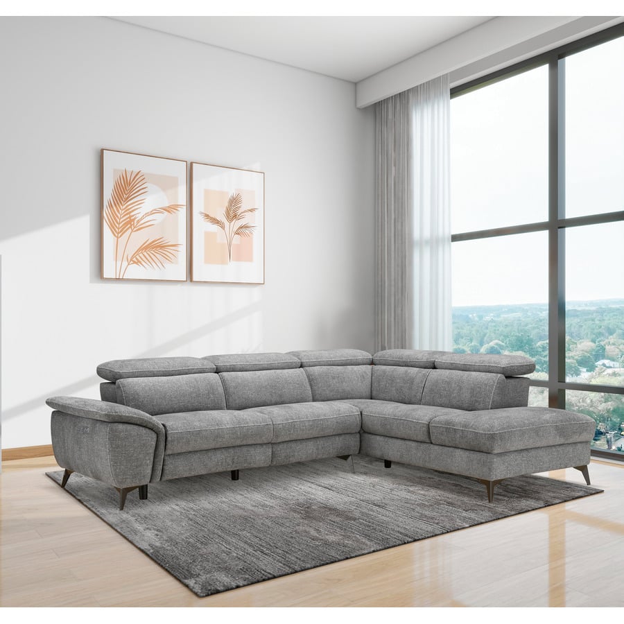 Ecksofa Kiani, Stoff grau, Ottomane links