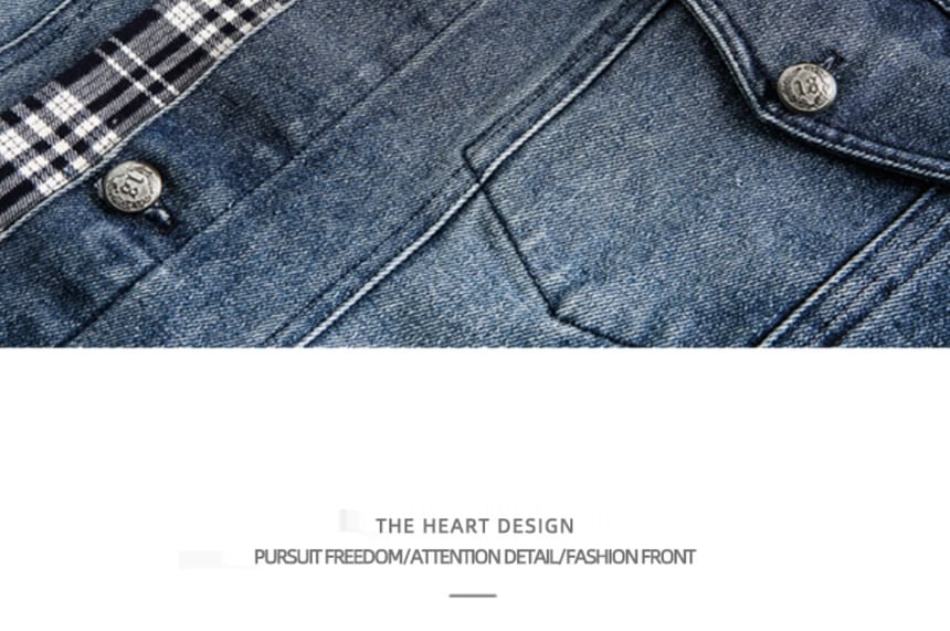 Zentrus - Geruit denim jasje met kraag en knopen