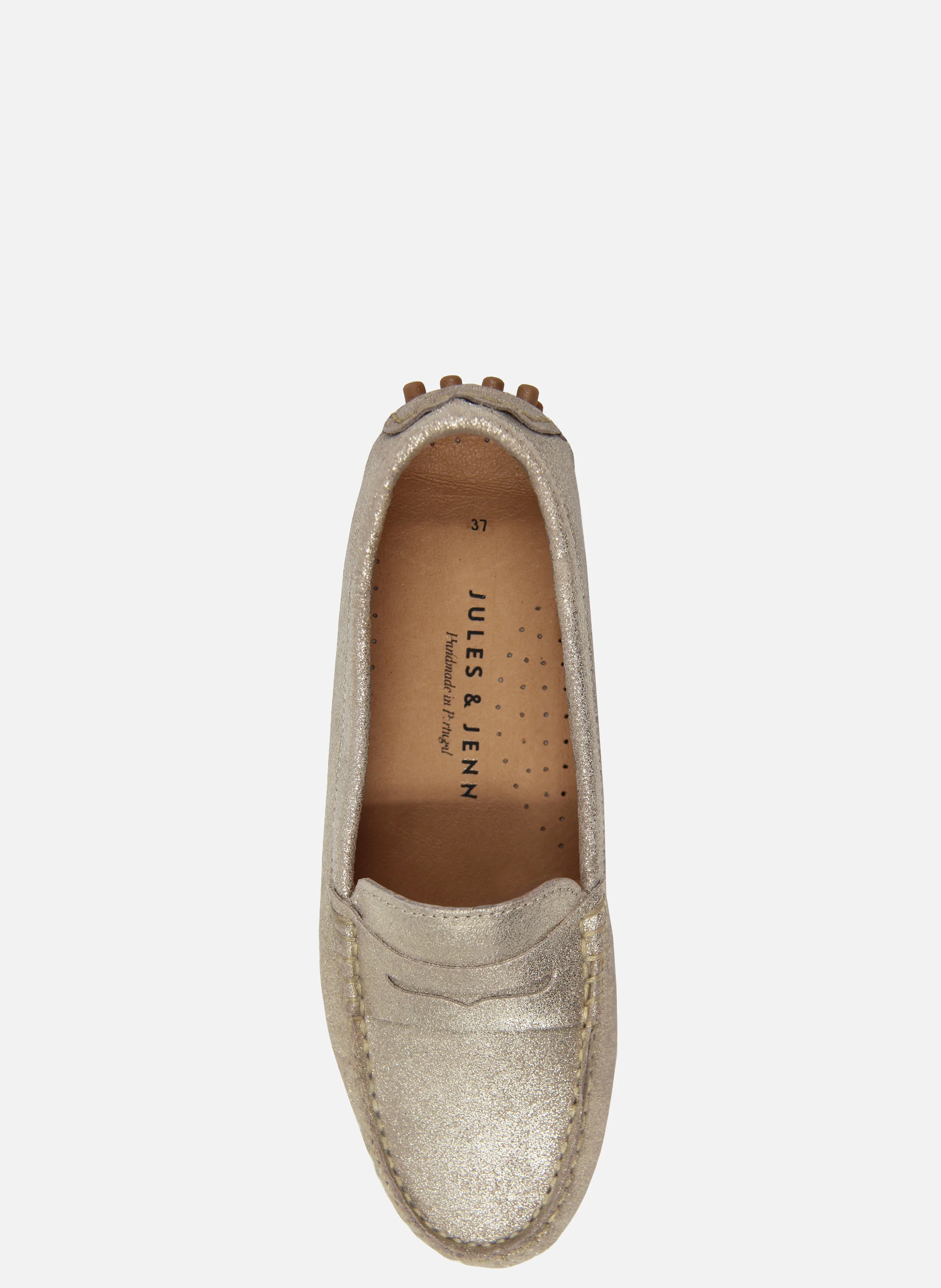 Mocassins femme cuir métalisé | Doré