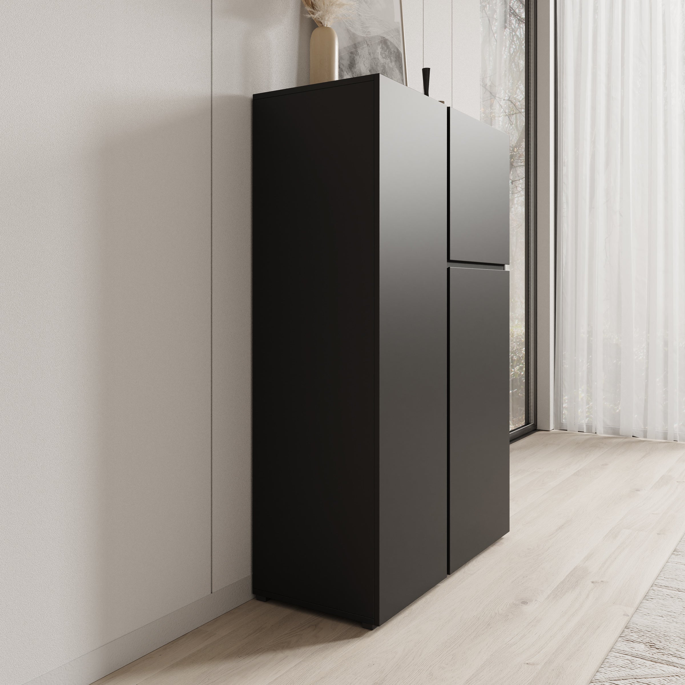 Aroji - Vitrinekast - Zwart - 92x40x139 cm