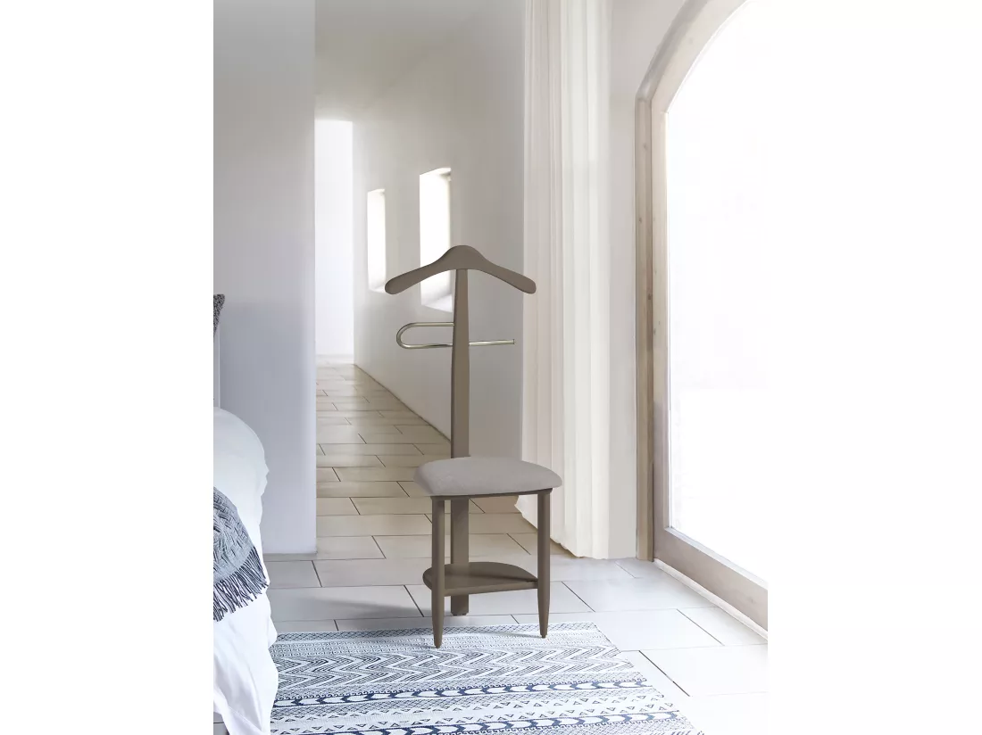 Valet de nuit - H105cm x L45cm x P41cm - hêtre massif moka - Sedie